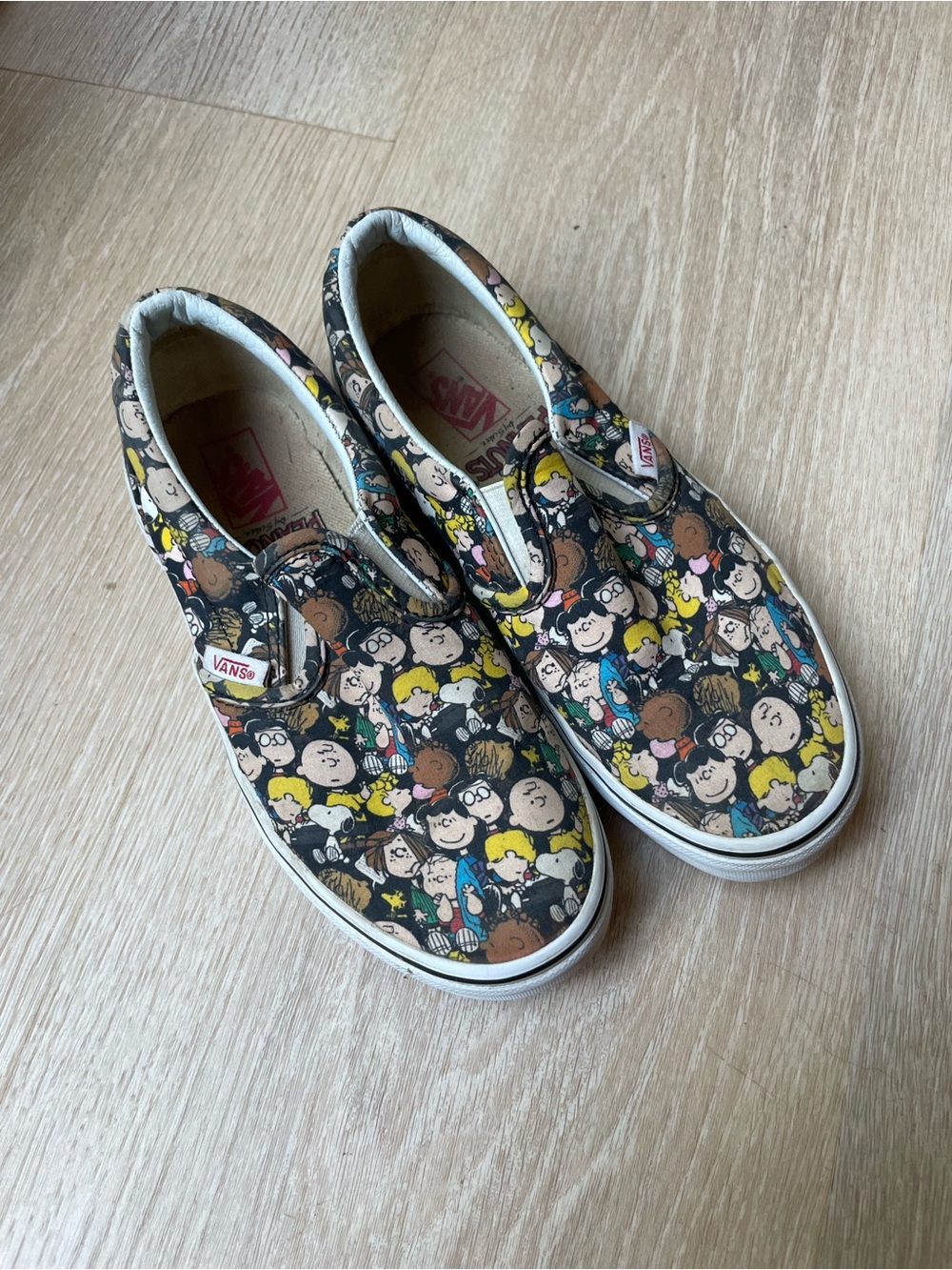 Peanuts Kids Slip-On Sneakers in Black, Yellow, Blue, Brown